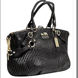 Coach Pleated Black Gathered Leather Bag/Satchel